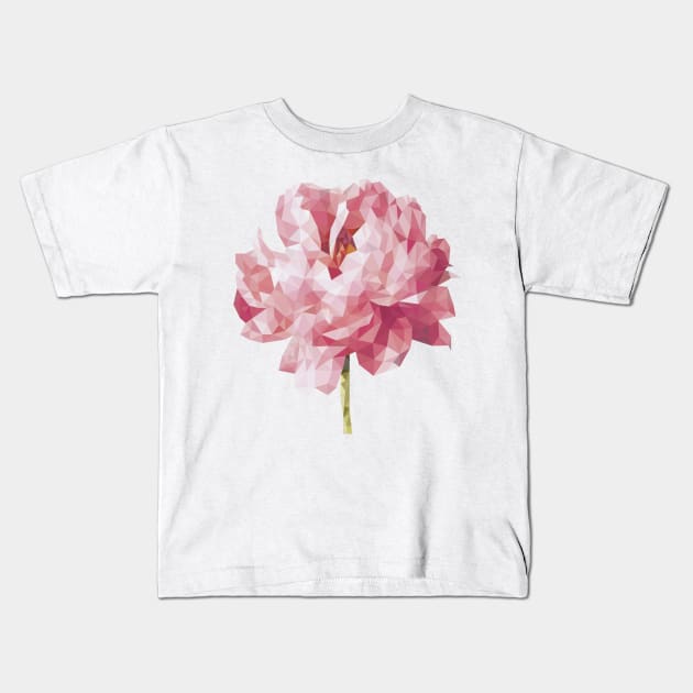 Peony flower Kids T-Shirt by ArctiumStudio